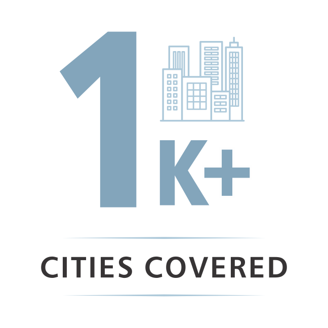 1K+ Cities Covered